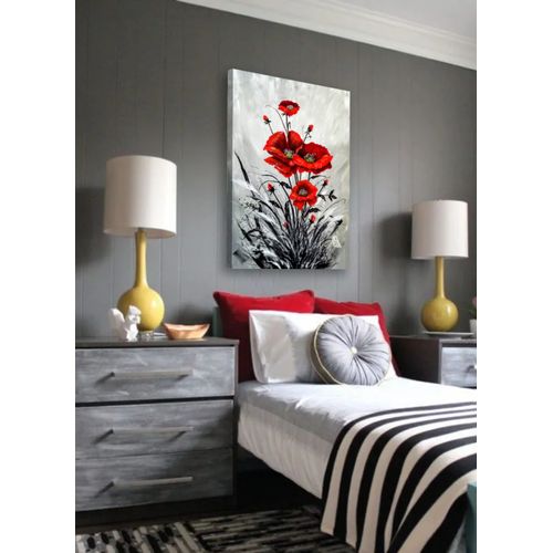 Tableau décoratif fleurs rouge