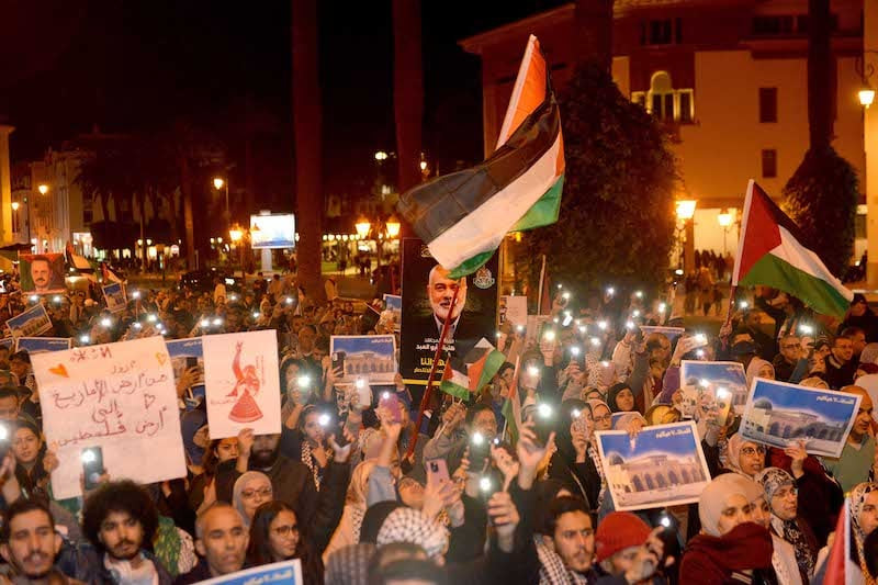 مسيرة تدعم الفلسطينيين في الرباط